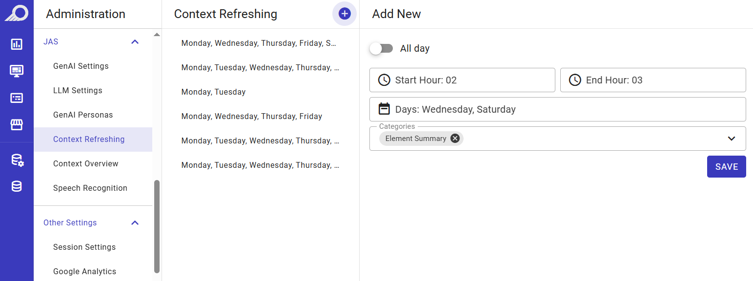 Adding a Context Refresh Schedule