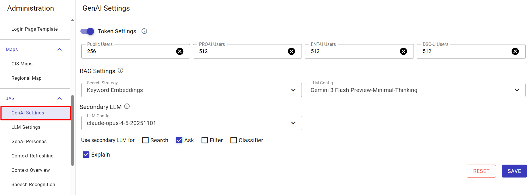 Configuring GenAI Settings